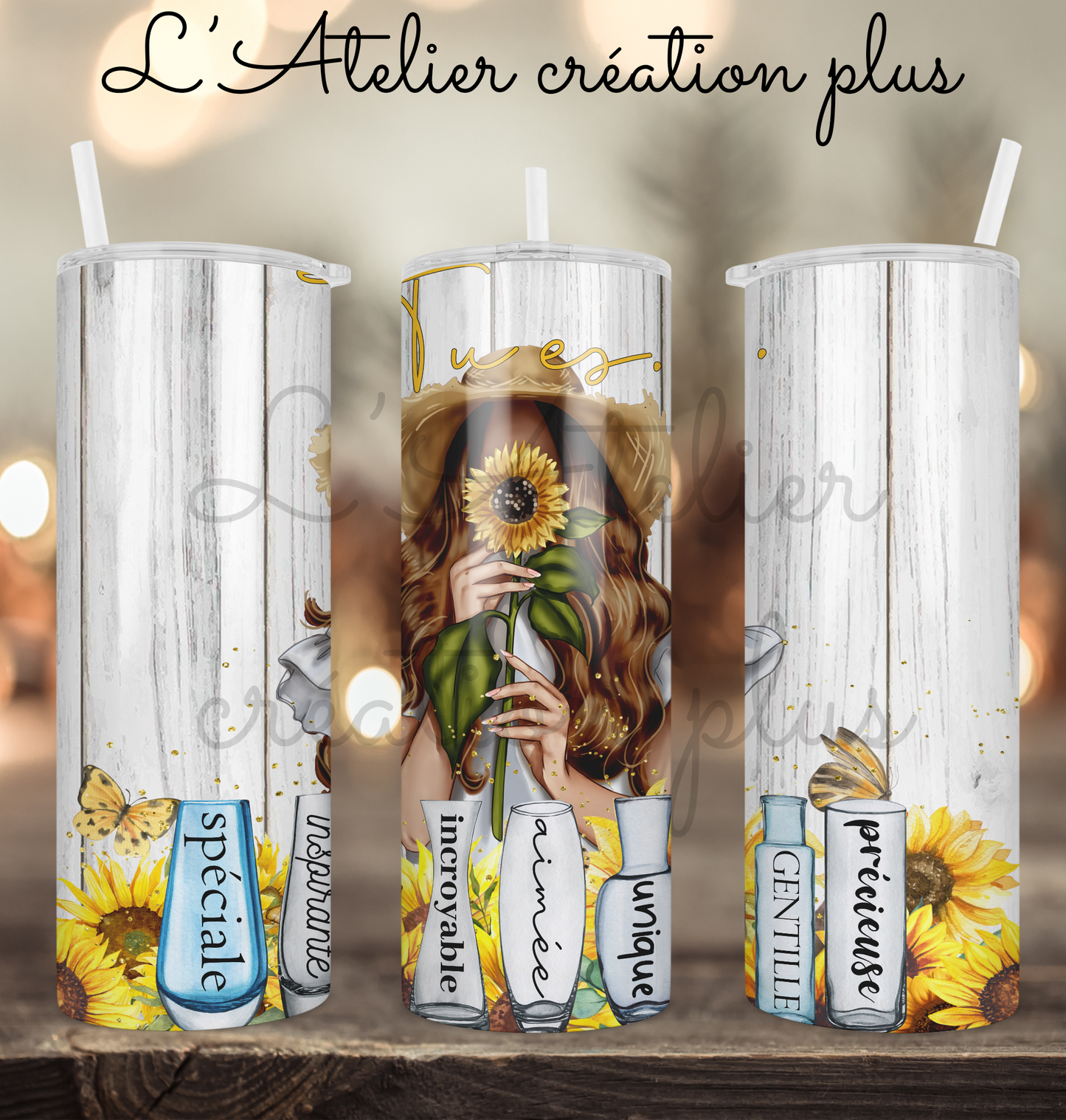 Tumbler 20oz "Tu es tournesol"