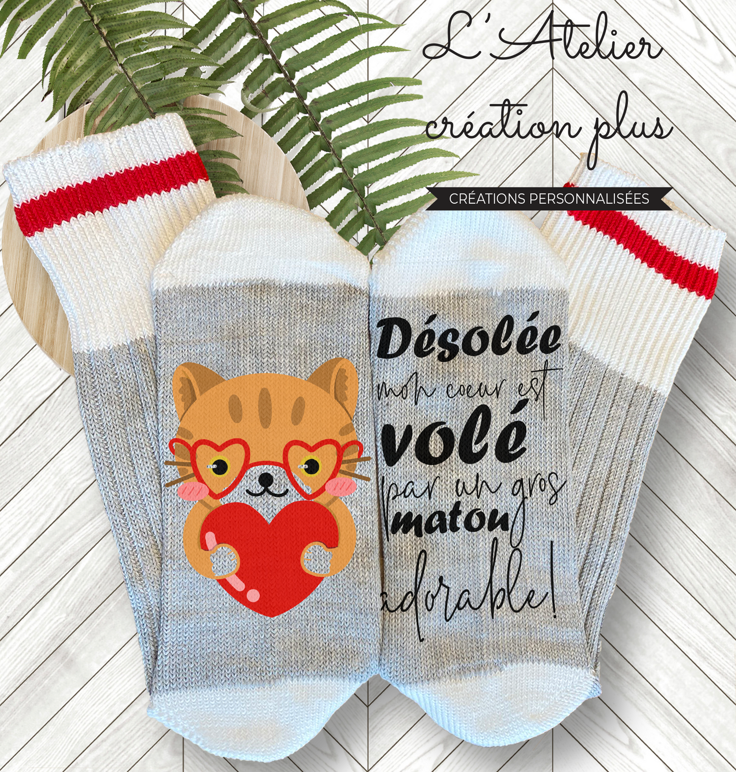 Design Bas "Coeur volé par un matou"