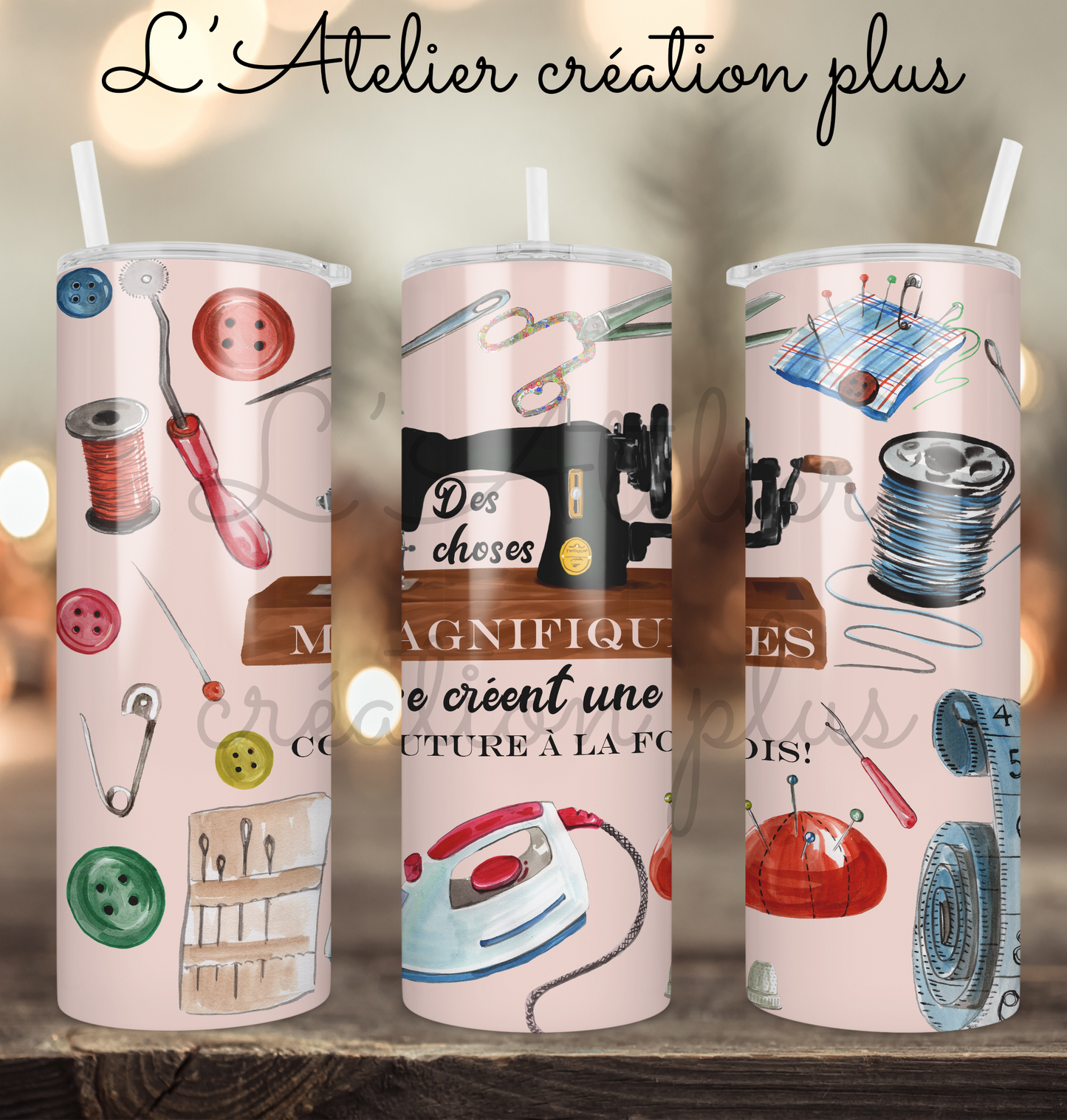 PAP Tumbler 20oz "Des choses magnifiques se créent une couture à la fois"