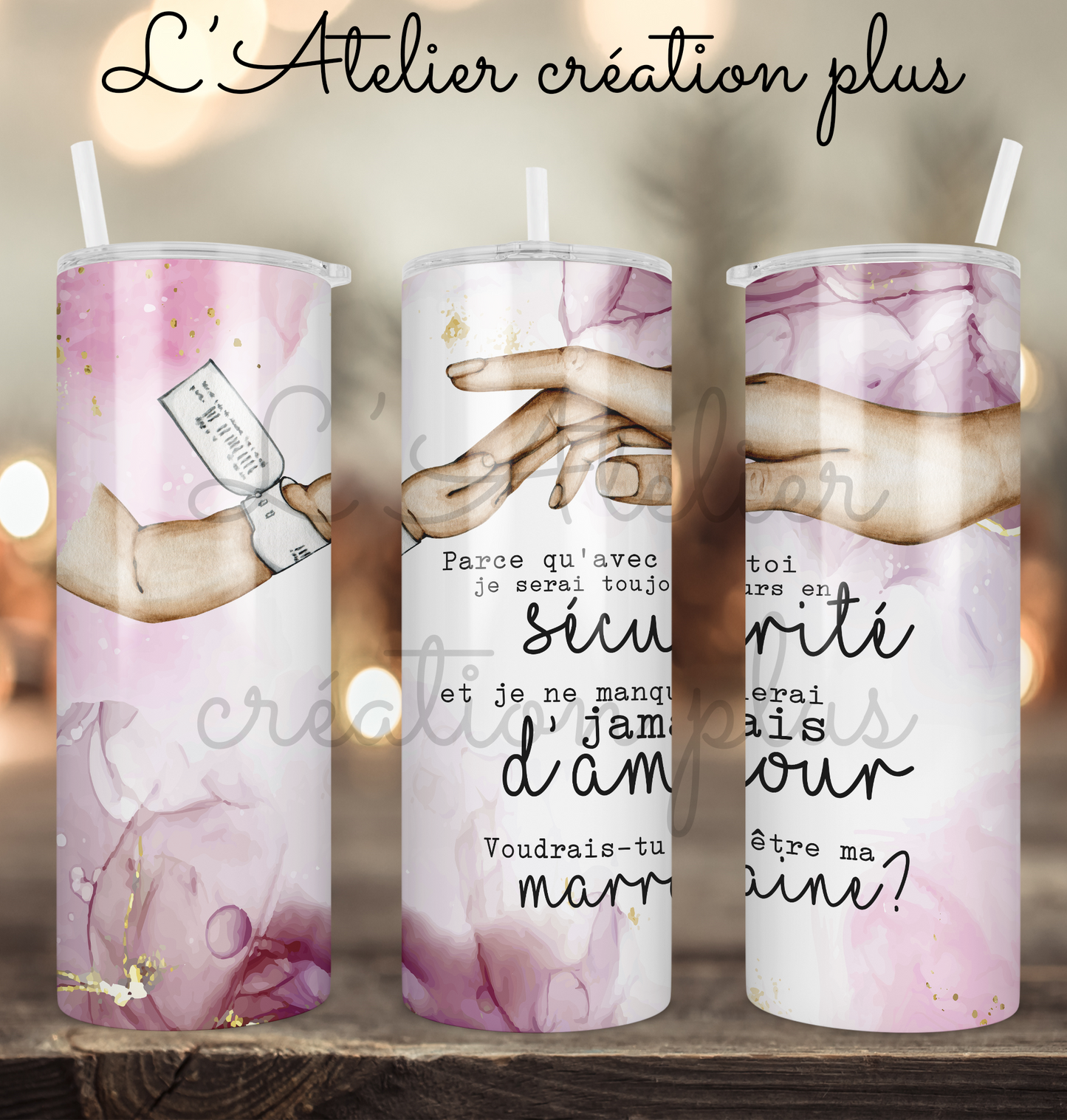 Tumbler 20oz "Demande marraine"