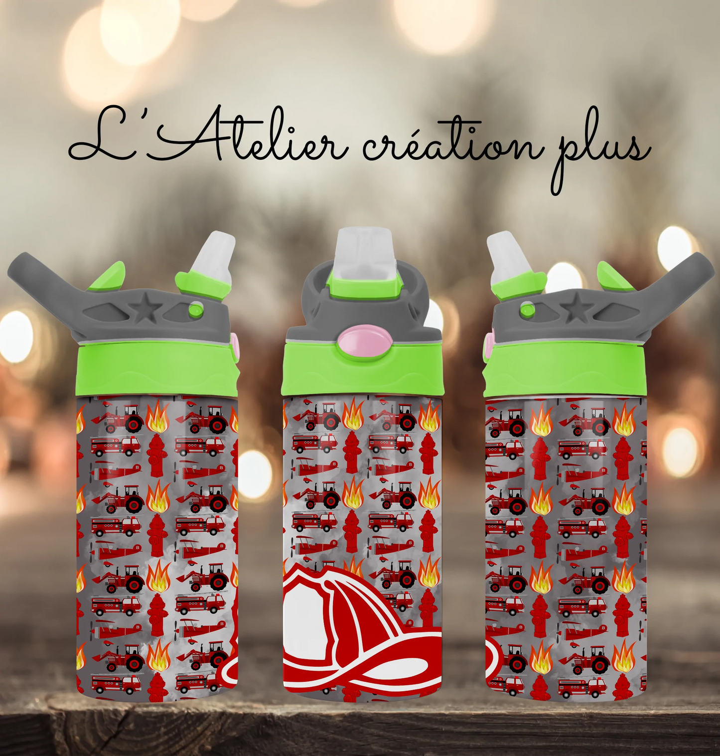 Design Bouteille enfant "Pompier"