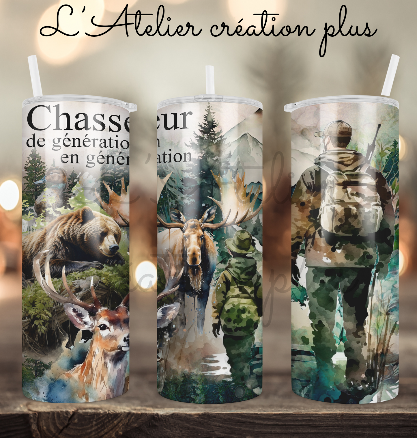 Tumbler 20oz "Chasseur de génération en génération"