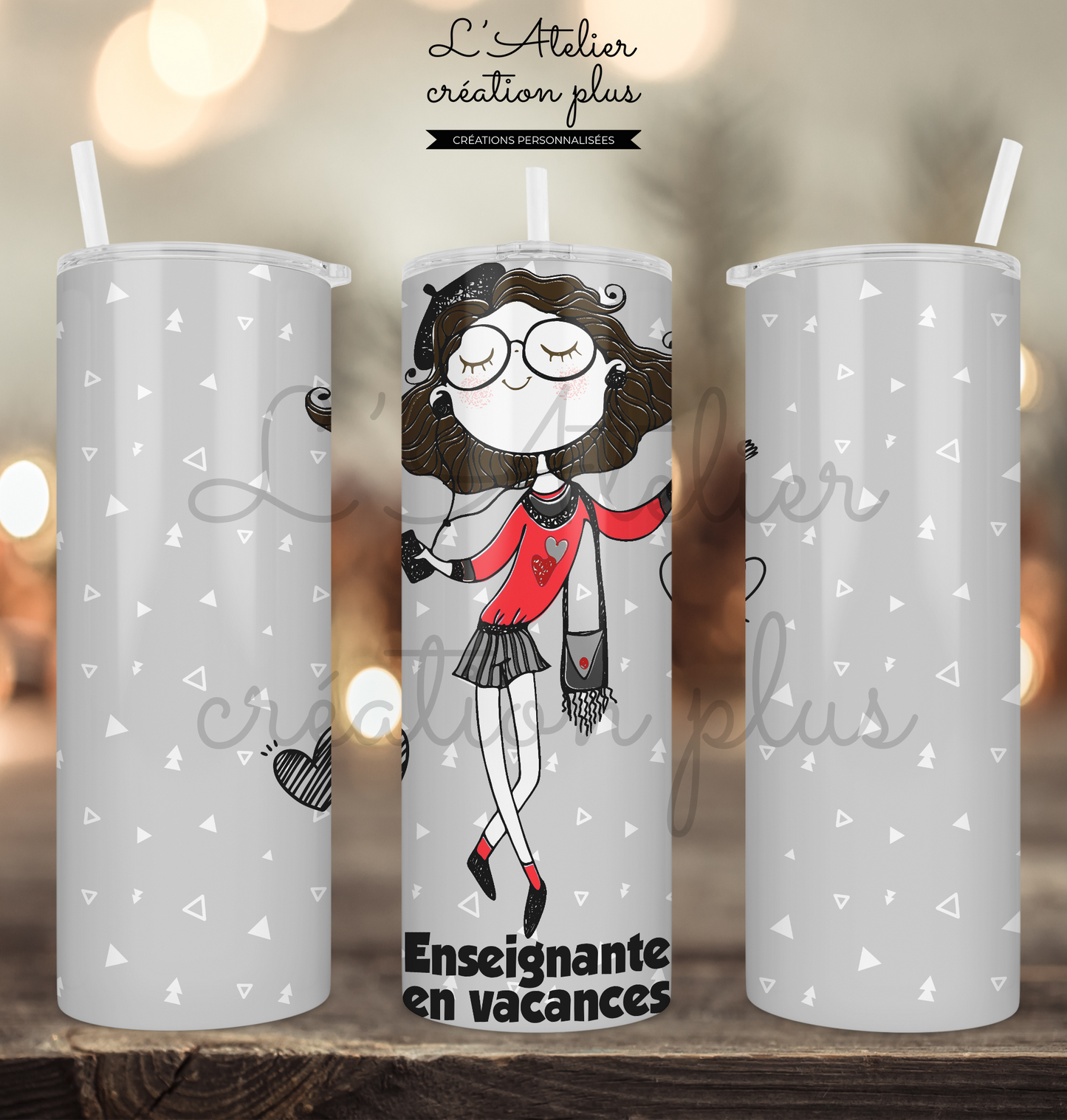 Tumbler 20oz "Enseignante en vacances"