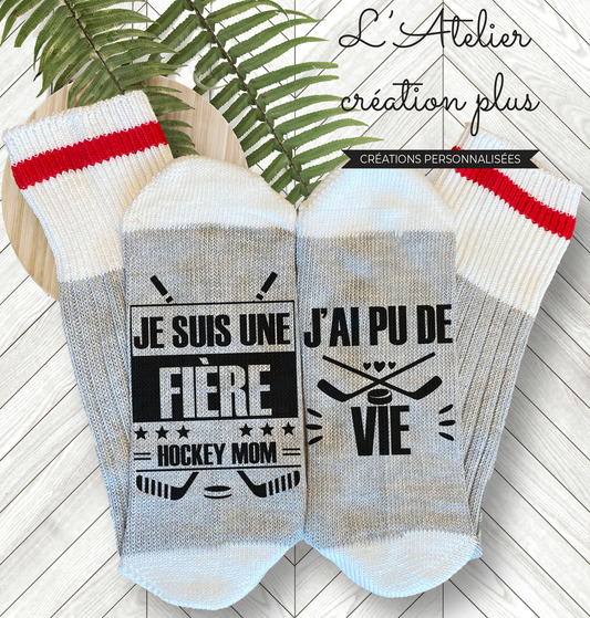 Bas style chalet "Fière hockey mom"