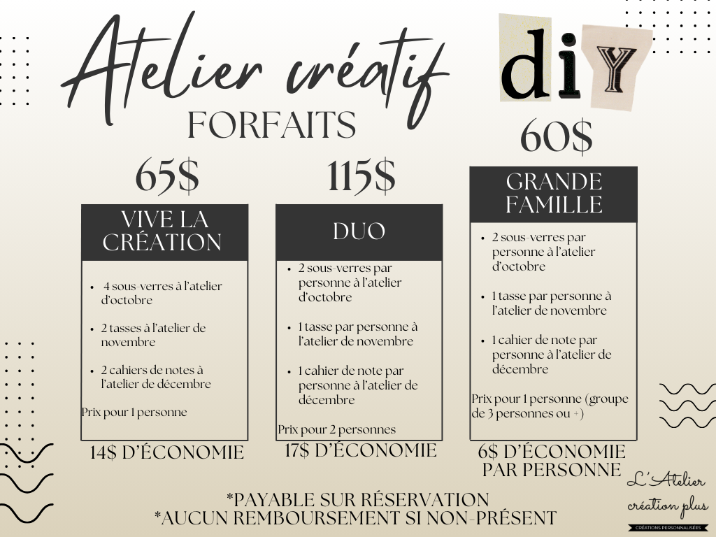 Forfait atelier créatif