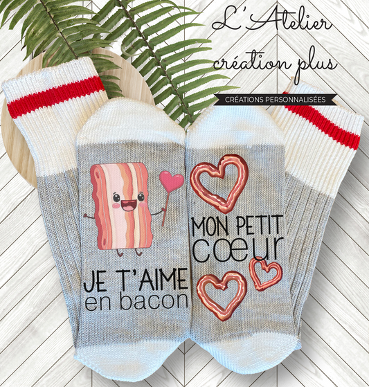 Bas style chalet "Je t'aime en bacon"