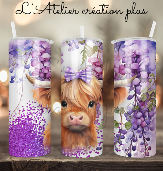 Tumbler 20oz "Vache lavande"