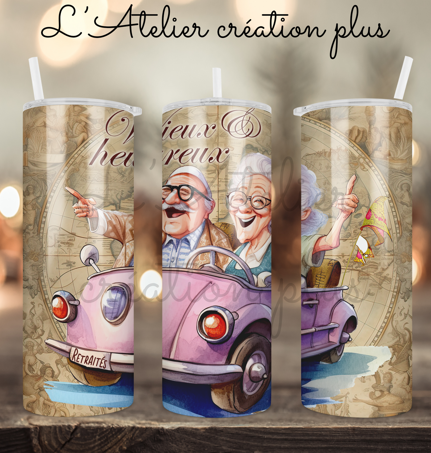 Tumbler 20oz "Vieux et heureux"