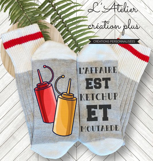 Bas style chalet "L'affaire est ketchup et moutarde"