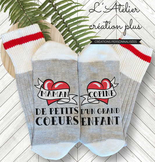 Bas style chalet "Maman de petits cœurs et copine d'un grand enfant"
