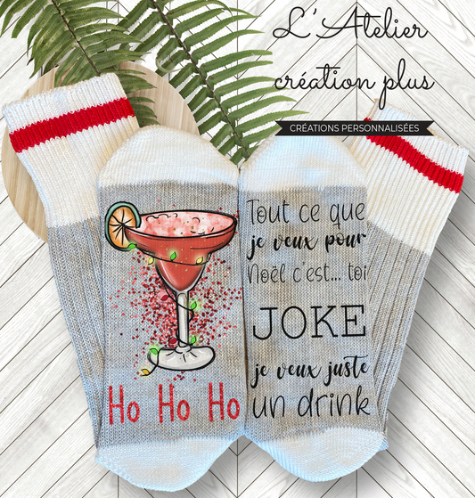 Bas style chalet "Tout ce que je veux pour Noël c'est un drink"