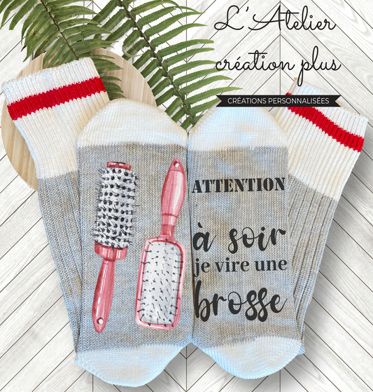 Bas style chalet "À soir je vire une brosse"