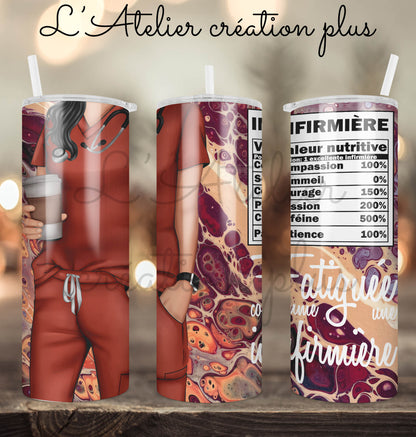 Tumbler 20oz "Fatiguée comme une infirmière"