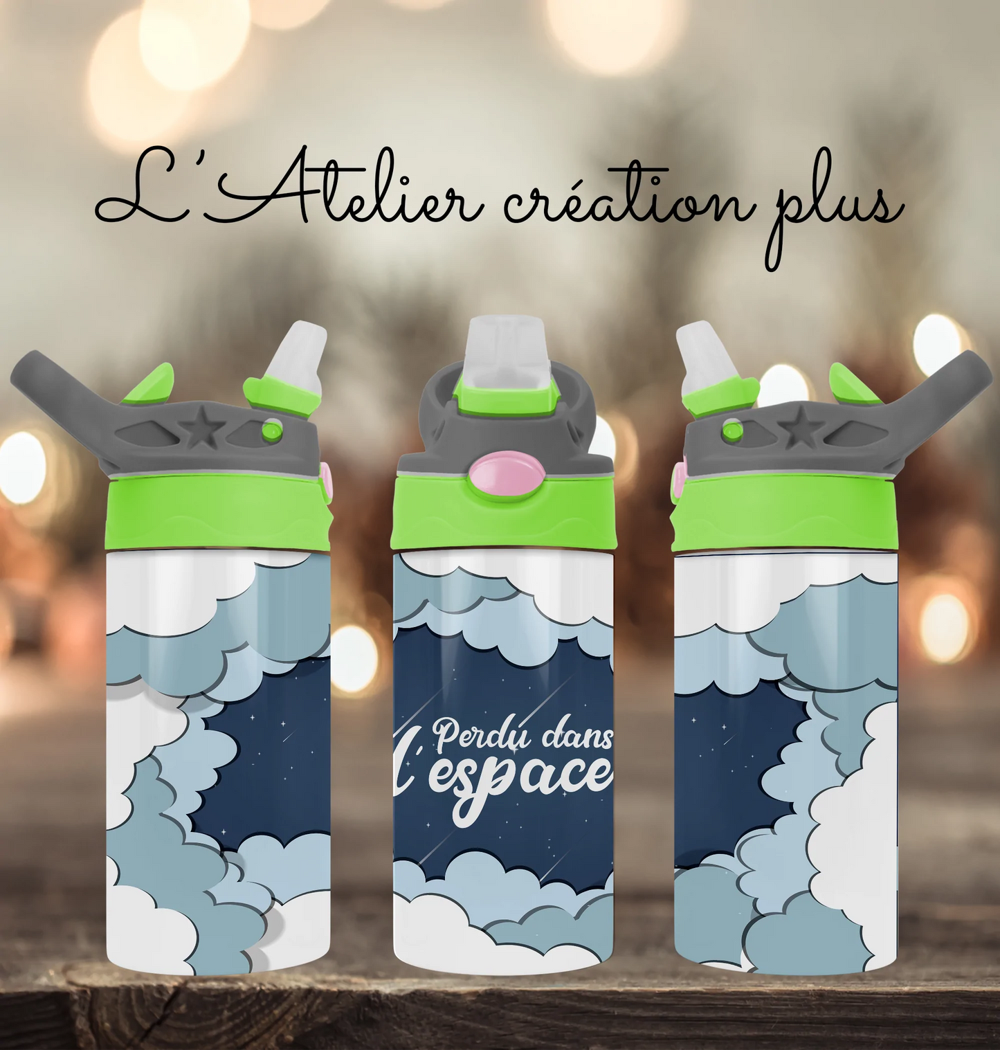 Design Bouteille enfant "Perdu dans l'espace"