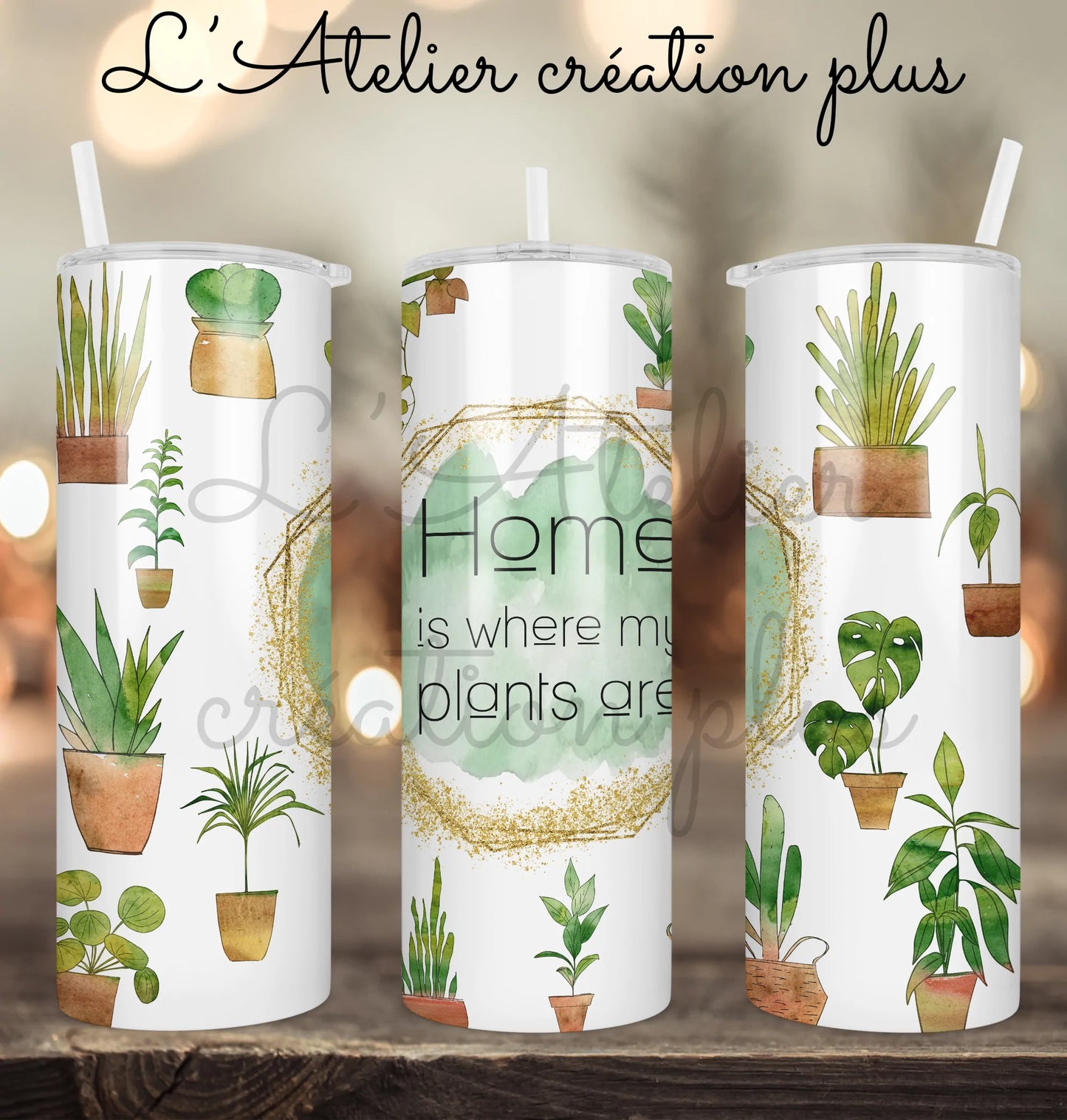 Design Tumbler 20oz "Home is where my plants are"