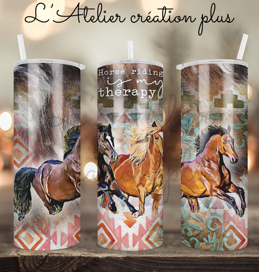 Tumbler 20oz "Horse riding is my therapy"