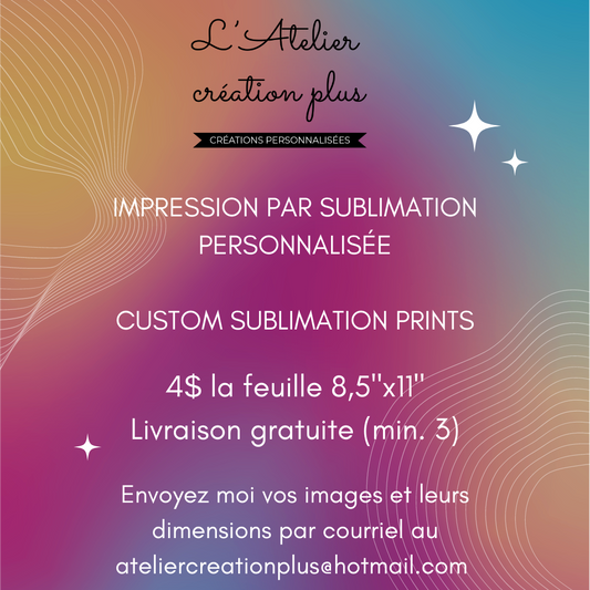 Impression par sublimation 8.5"x11"