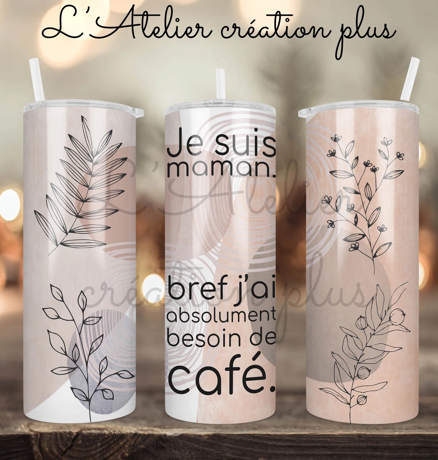 Design Tumbler 20oz "Maman café"