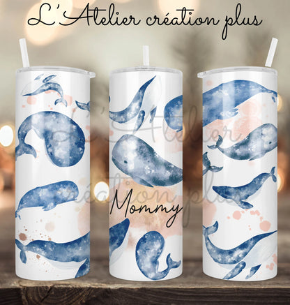 Design Tumbler 20oz "Parent baleine"