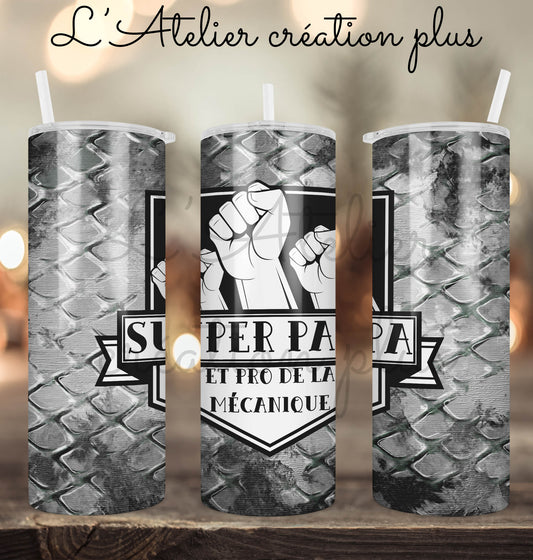 Tumbler 20oz "Super papa et pro de la mécanique"