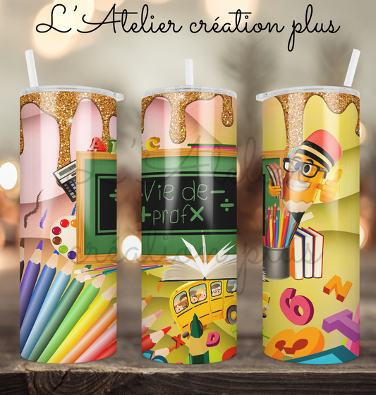 Tumbler 20oz "Vie de prof crayon"